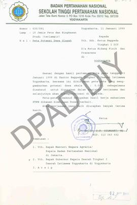 Surat dari Ketua Badan Pertahanan Nasional STPN, Dr. Ir. S. B. Silalahi, Ms. Kepada Ketua Bappeda...