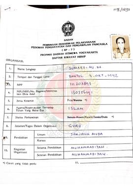 Kumpulan Daftar  Riwayat Hidup Peserta Penataran dari berbagai macam Oragnisasi, oleh BP-7 Provin...
