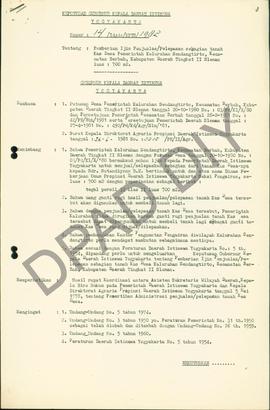 Surat Keputusan Gubernur DIY No. 14/Id2/KPTS/1982 tentang pemberian ijin kepada Kalurahan Sendang...
