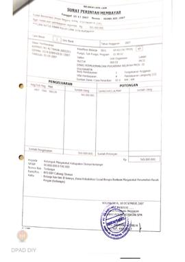 Surat Perintah Pencairan Dana kepada Kelompok Masyarakat Kabupaten Sleman untuk Belanja Lain-lain...