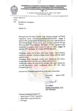 Surat dari Kepala BP-7 Pemerintah Provinsi Daerah Istimewa Yogyakarta kepada : - perihal penyelen...