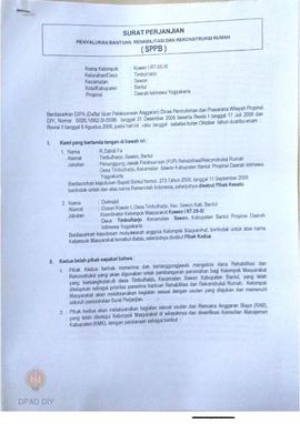 Surat Perjanjian Penyaluran Bantuan Rehabilitasi dan Rekonstruksi Rumah (SPPB),  Nama Kelompok Ko...