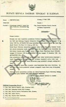 Surat dari Bupati Sleman, Drs. H.Arifin Ilyas kepada Gubernur Daerah Istimewa Yogyakarta tentang ...