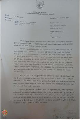 Surat Menteri Muda Urusan Peningkatan Produksi Pangan Nomor M.84.478 tanggal 21 Agustus 1984 peri...