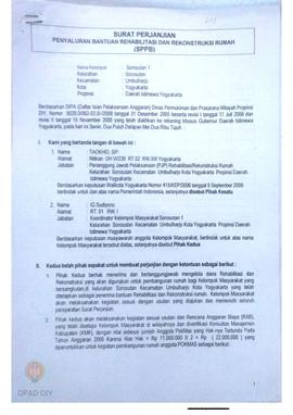 Surat Perjanjian Penyaluran Bantuan Rehabilitasi Dan Rekonstruksi Rumah (SPPB) kriteria Rusak Ber...