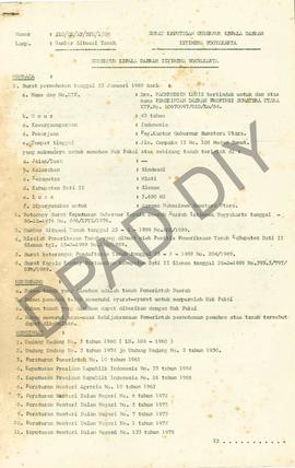 Surat Keputusan Gubernur KDH Daerah Istimewa Yogyakarta Nomor : 210/SK/HP/BPN/1989 tentang Pember...