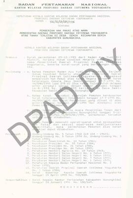 Surat Keputusan Kepala   Kantor Wilayah Badan Pertanahan Nasional Provinsi DIY. No : 726/SK / HP ...