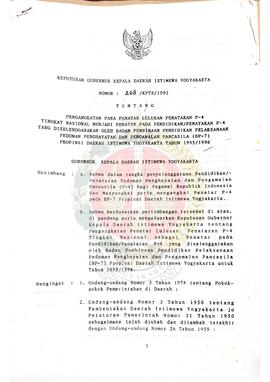 Surat Keputusan Gubernur Kepala Daerah Istimewa Yogyakarta Nomor: 268/KPTS/1995 tentang Pengangka...