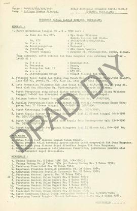 Surat Keputusan Gubernur Kepala  Daerah Istimewa Yogyakarta Nomor: 444/SK/HGB/BPN/1991 tanggal 29...