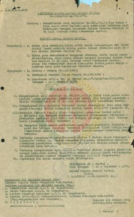 Keputusan Bupati KDH  TK II Bantul No 121/KU/Kep/BT/1973 tentang pengeluaran biaya pembuatan Jemb...