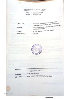 Surat Perjanjian pelaksanaan / kontrak nomor 78/OPRS. RSJ/X/1996 proyek operasional dan pemelihar...