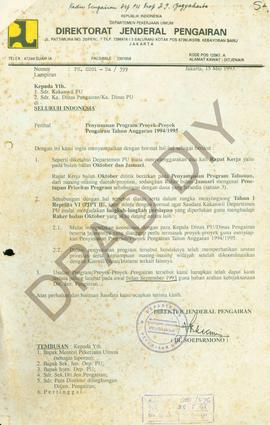 Direktorat Jenderal Pengairan kepada Kakanwil P.U. tanggal 15 Mei 1993 tentang Penyusunan program...