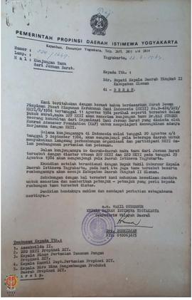 Surat Nomor 520/1449, tertanggal 22 Agustus 1984 dari Setda Provinsi DIY kepada Bupati Sleman per...