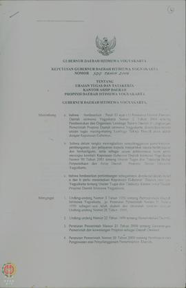 Keputusan Gubernur Daerah Istimewa Yogyakarta Nomor 100 Tahun 2004 tentang Uraian Tugas dan Tatak...