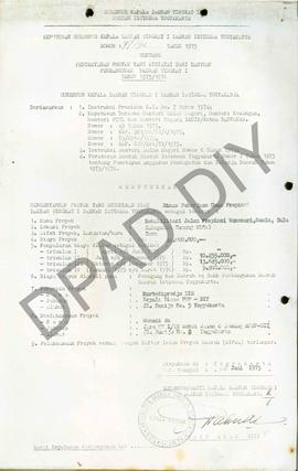 Dinas Pekerjaan Umum Propinsi DIY, Daftar Isian Proyek Daerah (DIPDA) Tahun 1975/1976, Proyek Reh...