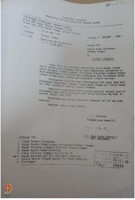 Surat dari Ditjen Pertanian Tanaman Pangan Departemen Pertanian tanggal 6 Oktober 1984 No. IX.HM....