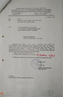 Berkas surat dari Direktorat Jenderal Anggaran Kantor Wilayah VIII Semarang Bulan September, Okto...
