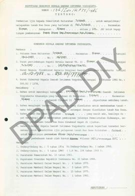 Surat Keputusan Gubernur Kepala DIY No. 136/Id2/KPTS/1986 tentang pemberian ijin kepada Pemerinta...