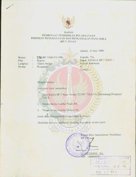Berkas surat dari Kepala Biro Administrasi Pendidikan BP-7 Pusat kepada Kepala BP-7 Daerah Tingka...
