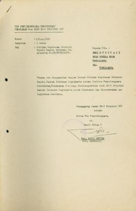 Berkas surat dari Tim Penyelenggara Pendidikan/Penataran P-4 BP-7 Daerah Istimewa Yogyakarta kepa...