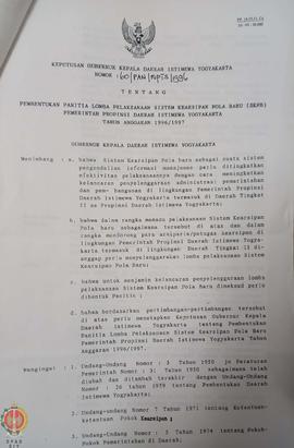 Surat Keputusan Gubernur Kepala Daerah Istimewa Yogyakarta Nomor: 60/PAN/KPTS/1996 tentang Pemben...