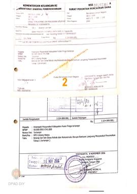 Surat Perintah Pencairan Dana kepada Kelompok Masyarakat Kabupaten Kulon Progo untuk Belanja Lain...