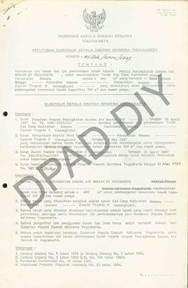 Surat Keputusan Gubernur Kepala DIY No.34/Id2/KPTS/1987 tentang pemberian ijin kepada Pemerintah ...