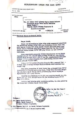 Perusahaan Umum Pos dan Giro No.168/RC.2/VI/1981 tentang Kerjasama antara LPLI dengan Perum Pos d...