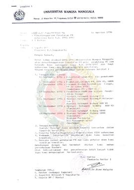 Surat dari Pembantu Rektor I atas nama Rektor Universitas Wangsa Manggala kepada Kepala BP-7 Prov...