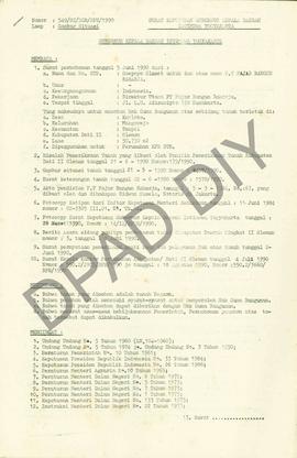 Surat Keputusan Gubernur Kepala  Daerah Istimewa Yogyakarta Nomor : 549/SK/HGB/BPN/1990 tanggal 2...