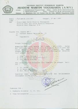 Surat dari Direktur Akademi Maritim Yogyakarta (AMY) kepada Kepala BP-7 Daerah Istimewa Yogyakart...
