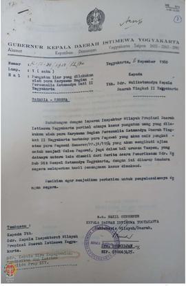 Gubernur. KDH. Provinsi DIY kepada Wali Kota Madya Dati II  Yogyakarta tentang pungutan liar yang...
