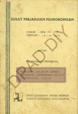 Surat perjanjian pembongan pekerjaan pembuatan  jalan jalur lambat Yogyakarta – Prambanan dari Di...