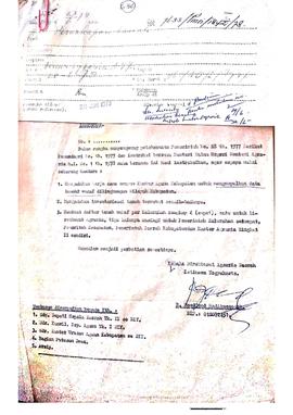 Surat dari Kepala Direktorat Agraria DIY No. 465/ AD/ I/ Agr. tanggal 20 Juni 1978 kepada Kepala ...