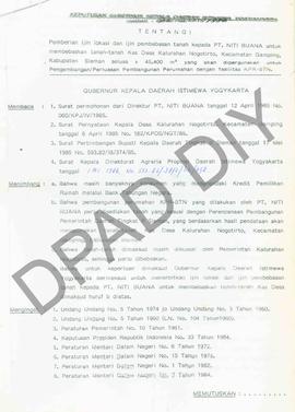 Surat Keputusan Gubernur Kepala Daerah Istimewa Yogyakarta   Nomor : 174/Idz/KPTS/1986 tentang pe...