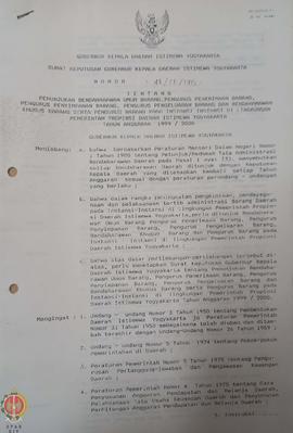 Surat Keputusan Gubernur Kepala Daerah Istimewa Yogyakarta Nomor: 43/SK/1999 tentang Penunjukkan ...