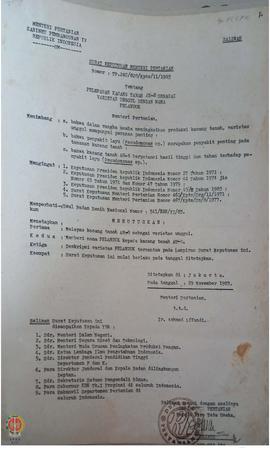 Surat Keputusan Menteri Pertanian Nomor TP 240/828/Kpts/11/1982 tertanggal 29 Nopember 1983 tenta...