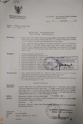 Bendel Kutipan Surat Keputusan Menteri Penerangan Republik Indonesia Nomor : 178/ SK-JP/BK/1989 m...