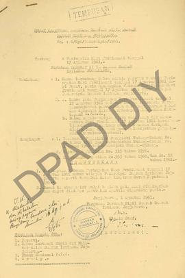 Surat keputusan Penguasa Darurat Sipil Daerah DIY Nomor: 6/kpt/pedarsipda/1961 tentang peringatan...