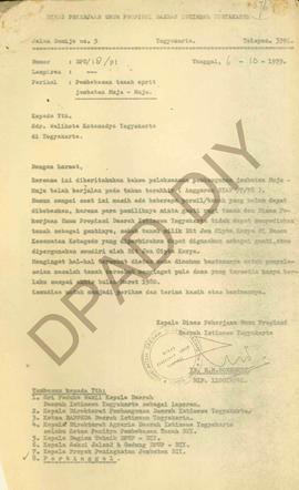 Surat dari Kepala Dinas Pekerjaan Umum DIY No. DPU/18/111 kepada Walikotamadya Yogyakarta perihal...