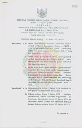 Surat Keputusan Gubernur Kepala Daerah Istimewa Yogyakarta Nomor: 68/TIM/1994 tentang Pembentukan...