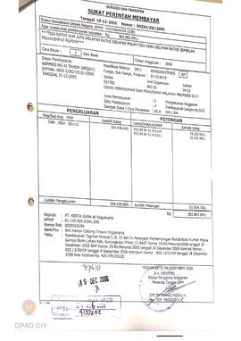 Surat Perintah Pencairan Dana kepada PT. Kerta Gama untuk Pembayaran Tagihan Invoice I, II, III d...
