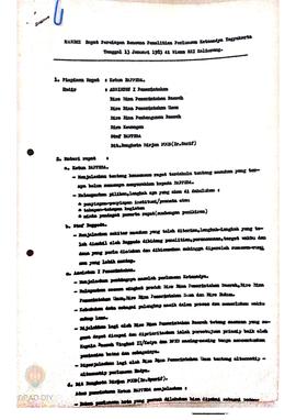 Resume rapat persiapan rencana penelitian perluasan Kodya Yogyakarta tanggal 13 Januari 1983 di W...