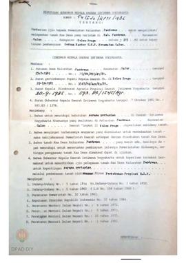 Surat Keputusan Gubernur Kepala Daerah DIY No. 54/Idz/KPTS/1986 tanggal 20 Januari 1986 tentang P...