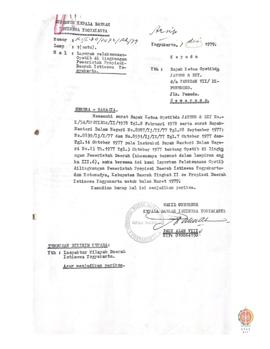 Surat Wakil Kepala Daerah Provinsi DIY No. K1/ I. 30/ 1072/ Rhs/ 79 kepada Ketua Opstibda Jateng ...