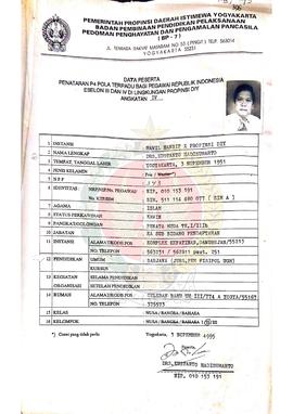 Data Peserta Penataran P-4 Pola Terpadu bagi Pegawai Republik Indonesia Eselon III dan IV di ling...