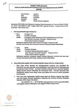 Surat Perjanjian Penyaluran Bantuan Rehabilitasi dan Rekonstruksi Rumah (SPPB),  Nama Kelompok Ma...