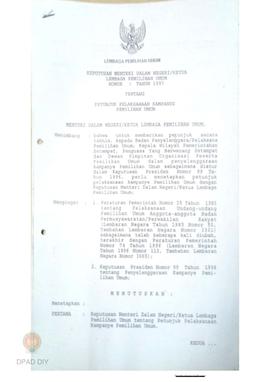 Surat Keputusan Menteri Dalam Negeri / Ketua Lembaga Pemilihan Umum Nomor 7 tahun 1997 tentang pe...
