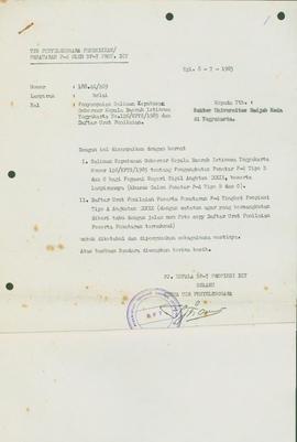 Bendel lampiran Surat Keputusan Gubernur Kepala Daerah Istimewa Yogyakarta Nomor: 126/KPTS/1985 t...