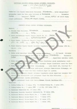 Surat Keputusan Gubernur DIY No. 161/Id2/KPTS/1986 tentang pemberian ijin kepada Pemerintah Kalur...